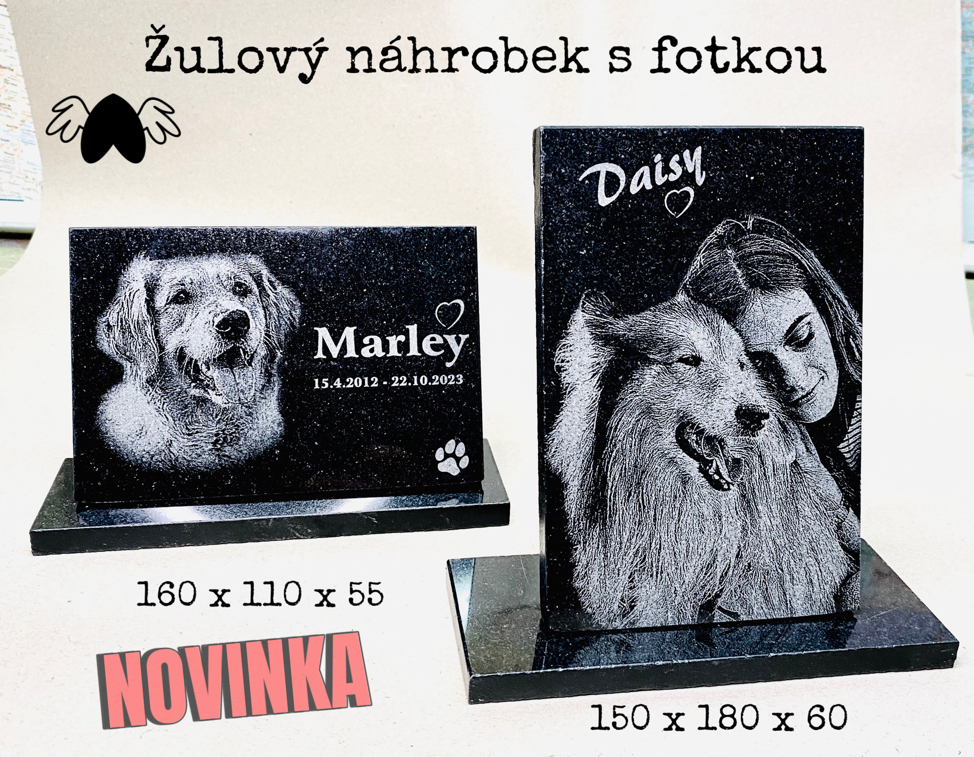 Náhrobek žulový s fotkou / Psí náhrobek