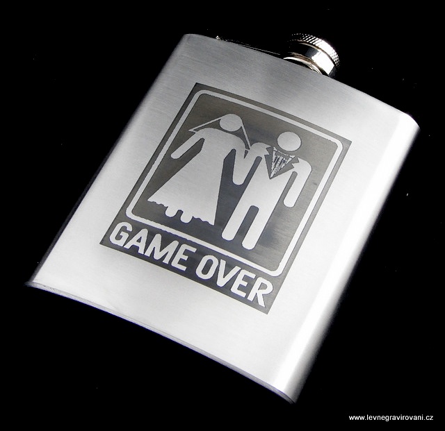 Nerezová placatka svatba "GAME OVER"