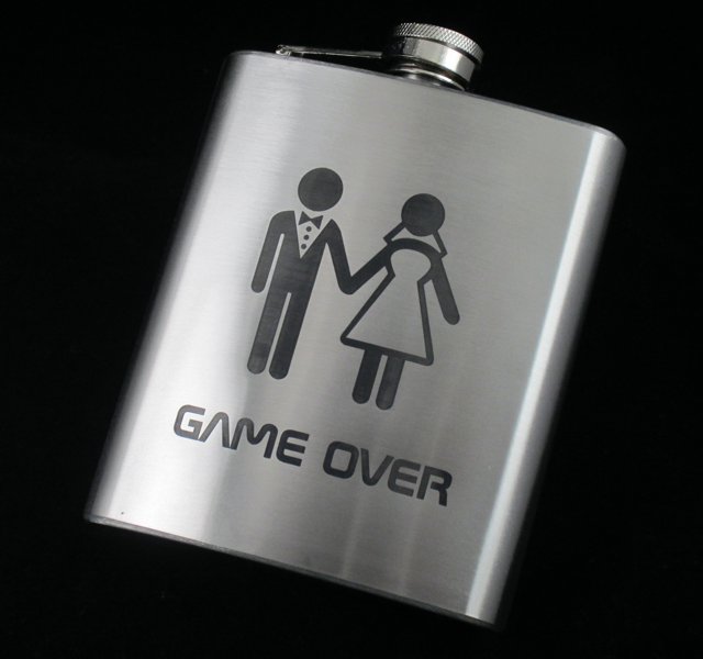 Nerezová placatka "Game over"