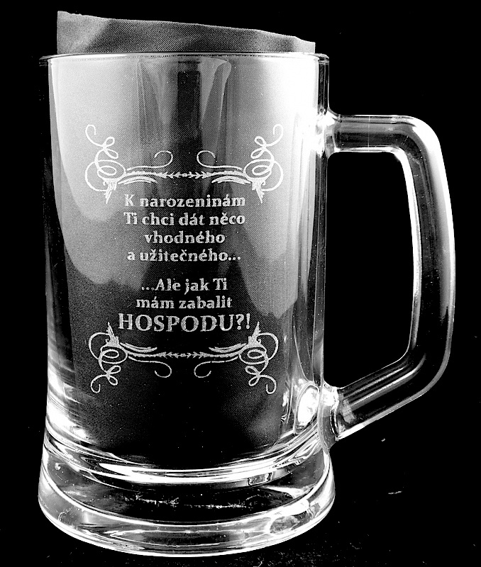 Skleněný pivní krýgl s textem - 500ml