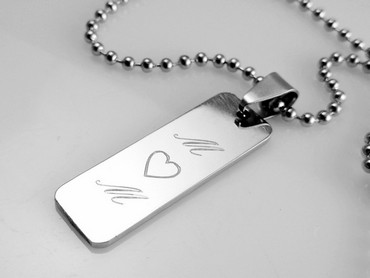 Ocelový přívěsek obdelník 11x36 s textem