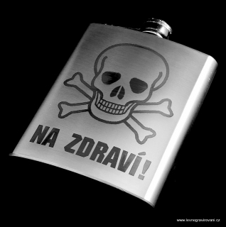Nerezová placatka Lebka "Na zdraví"