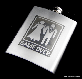 Nerezová placatka svatba "GAME OVER"