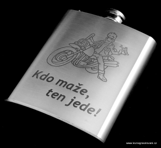 Nerezová placatka Motorkář "Kdo maže, ten jede"