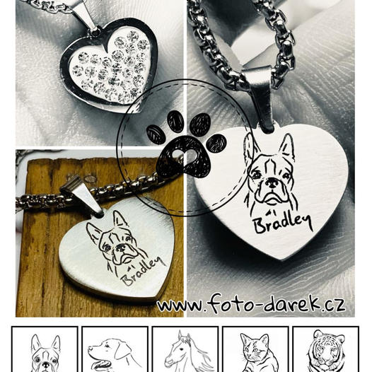 Srdíčko Zirkon s gravírovaným obrázkem